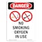 Signmission OSHA Danger Sign, No Smoking Oxygen In Use, 24in X 18in Rigid Plastic, 18" W, 24" L, Portrait OS-DS-P-1824-V-1488 - alternate 1